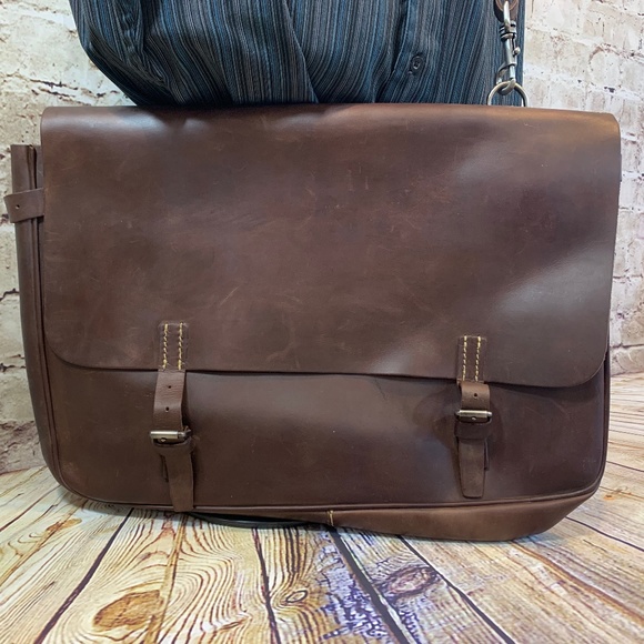 J. Crew Other - J. Crew All Leather Artisan Messenger Laptop Bag